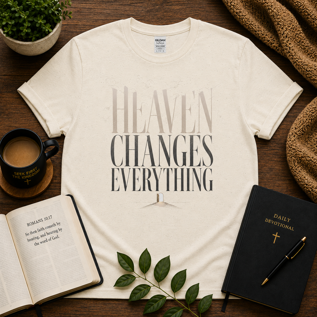 Heaven Changes Everything faith T-shirt hero image