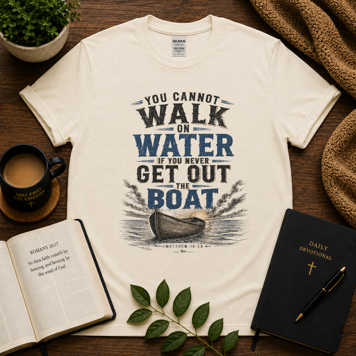You Cannot Walk on Water Christian T-shirt hero image